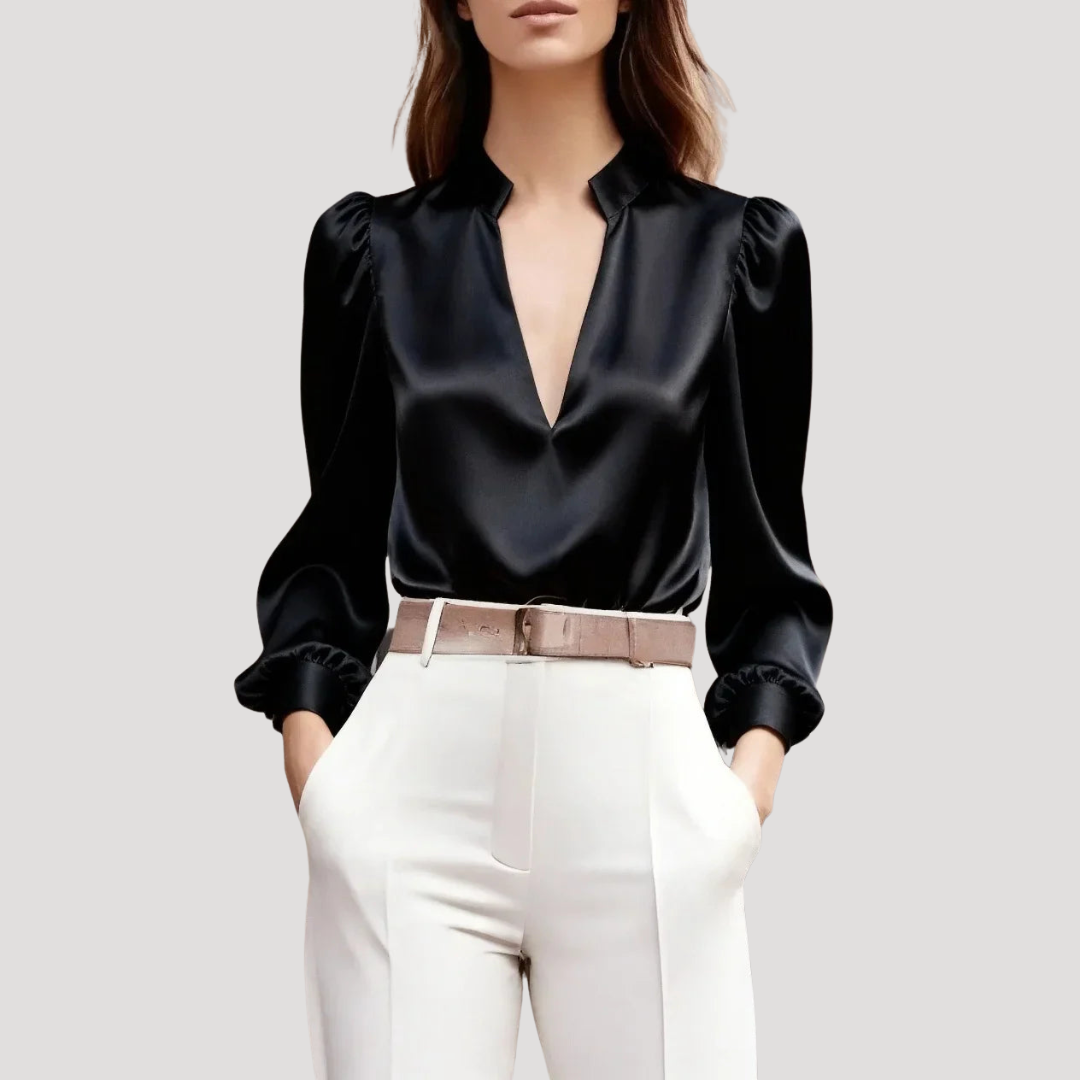 Women's Elegant V-Neck Long Sleeve Blouse
