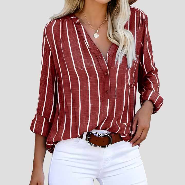 Chic Striped Long-Sleeve Women's Shirt