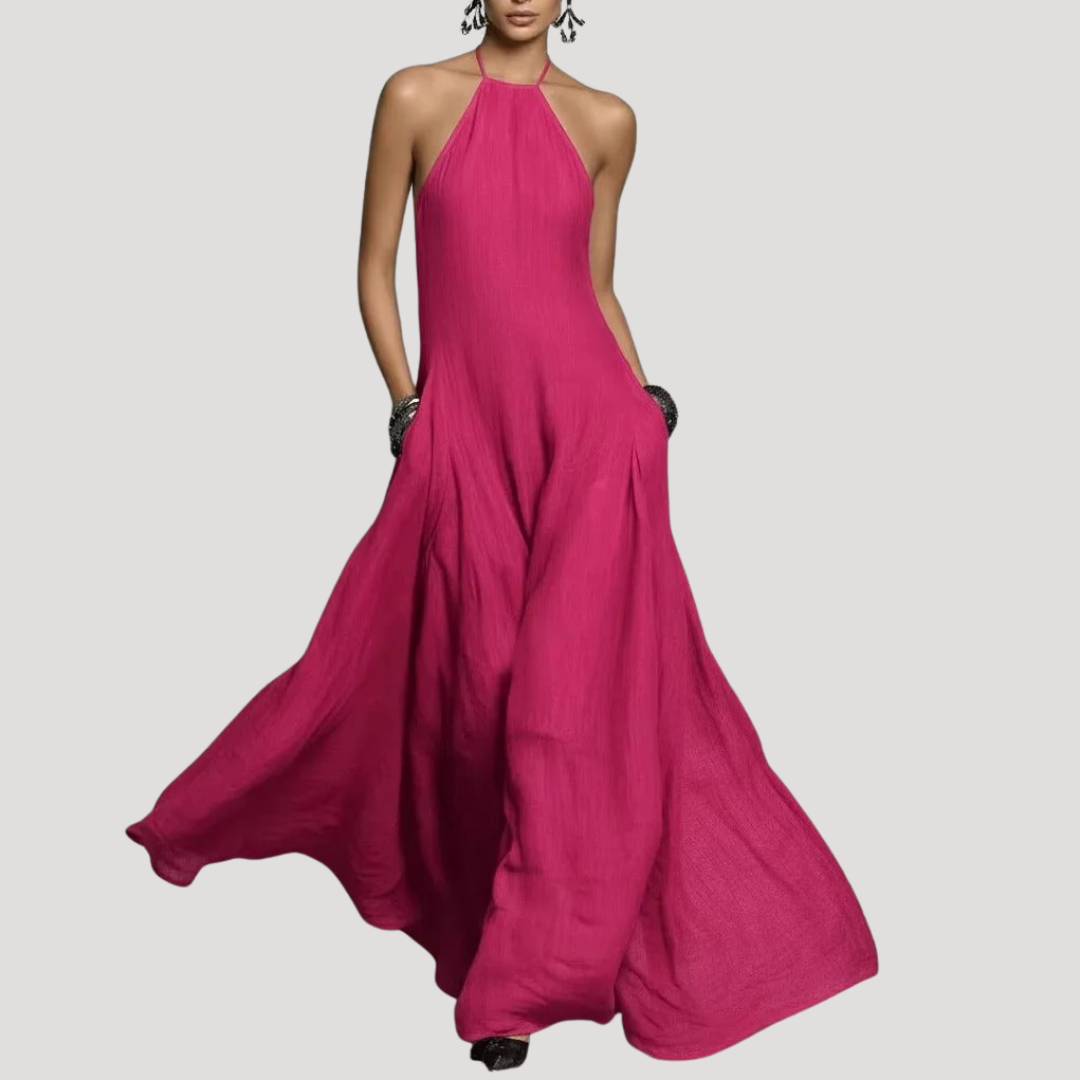 Women's Flowy Backless Maxi Dress