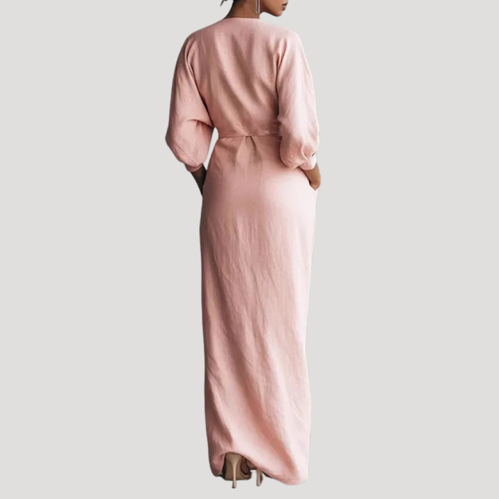 Elegant Long Draped Women's Wrap Dress