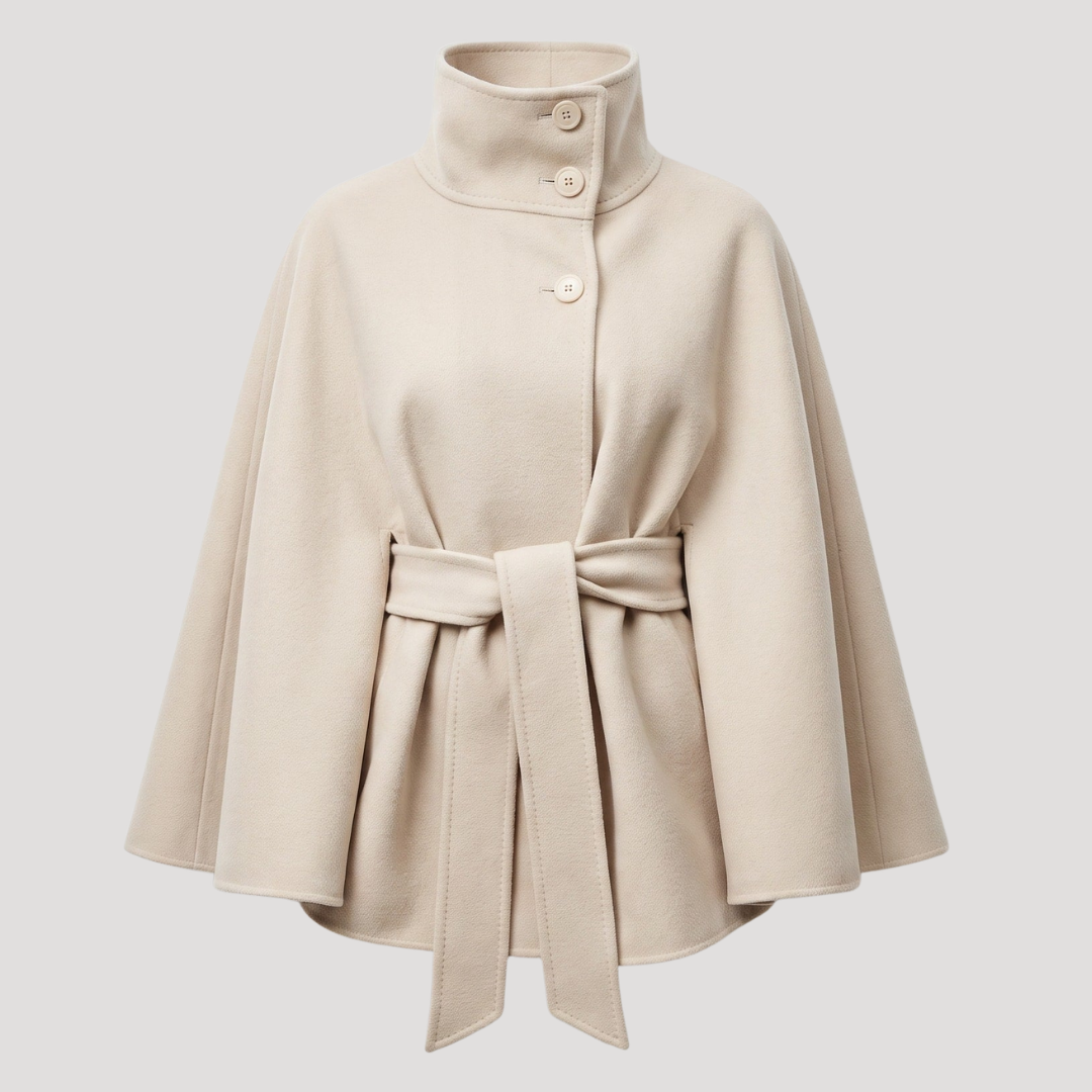 Albane Manteau cape femme ceinturé à col montant