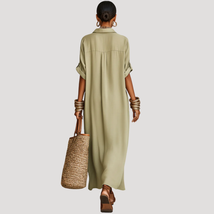 Casual Button-Down Long Shirt Dress