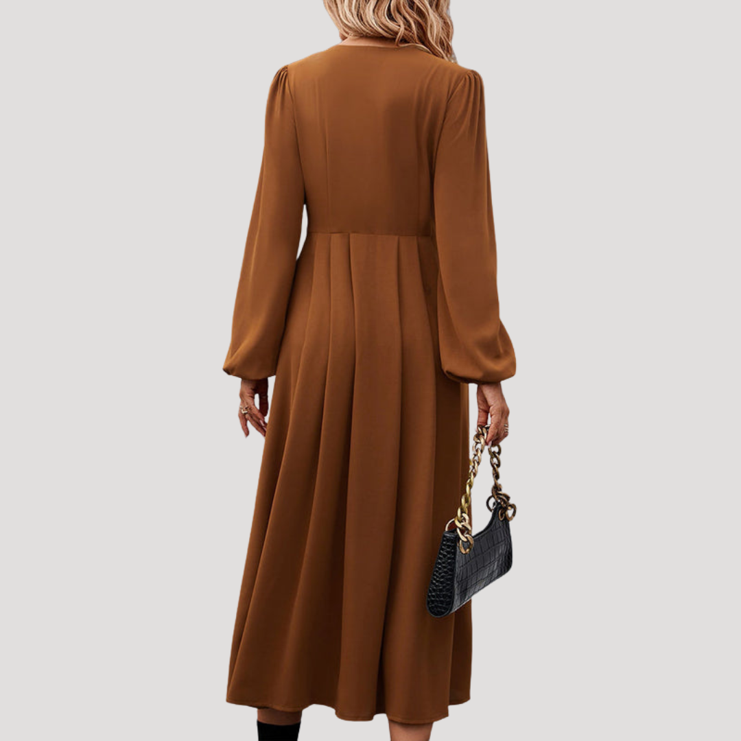 Robe Midi Femme Boutonnée Manches Longues