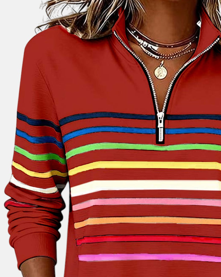 Pull Rayé à Fermeture Éclair pour femme, vue 14