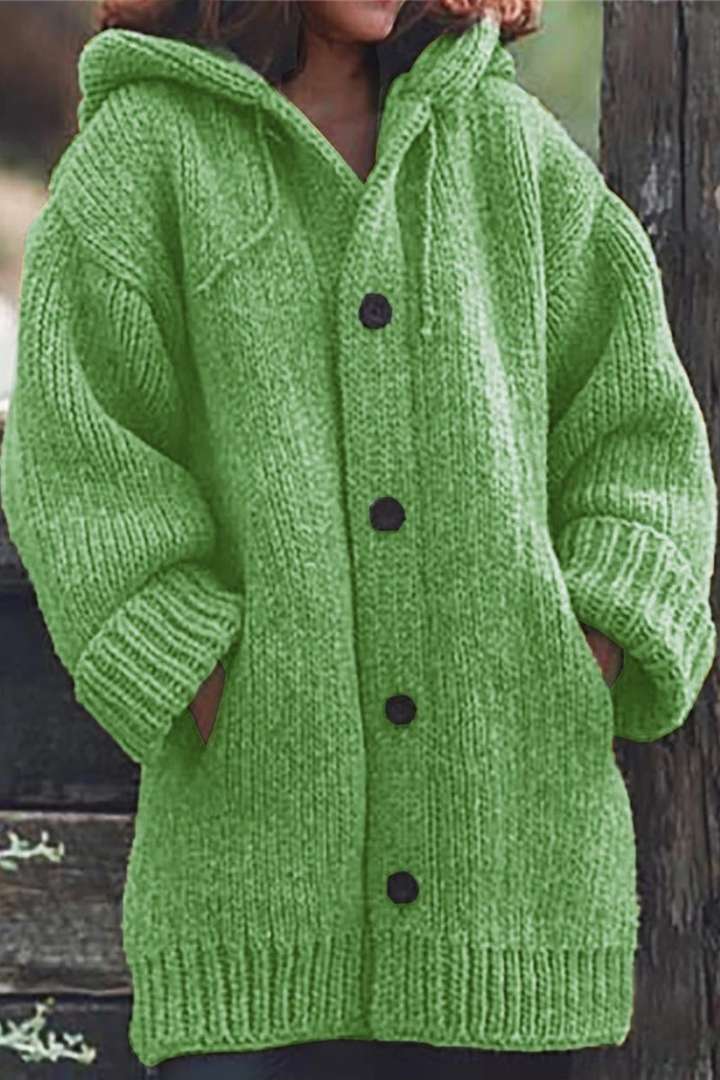 Lylia Gilet Long Femme Maille Douce avec Capuche & Style Confort Élégant, vue 5