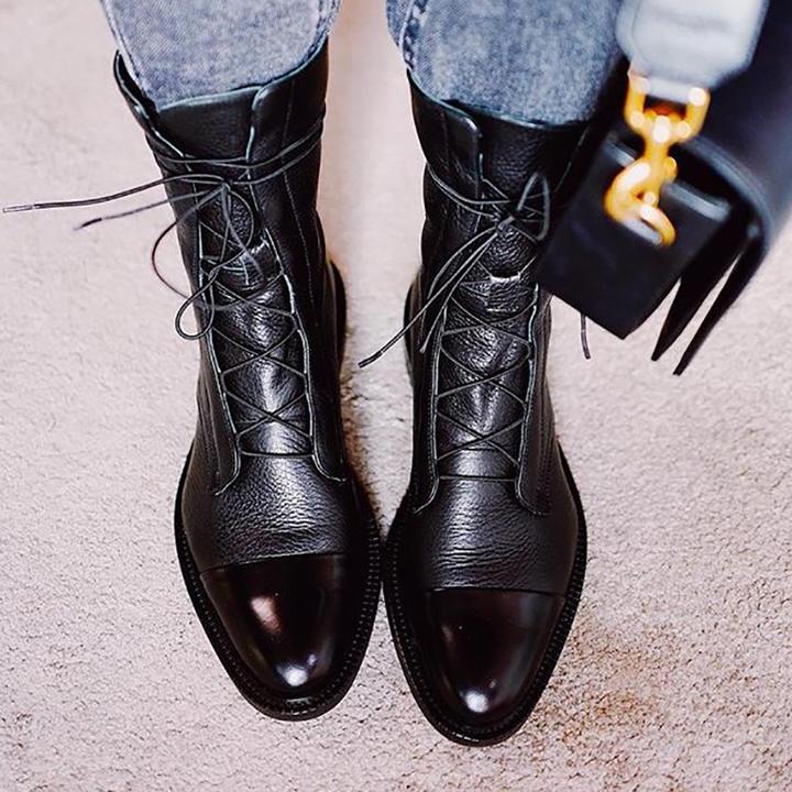 Zuriel Bottes Femme Bottes Hautes Élégantes à Talon & Lacets en Cuir, vue 7