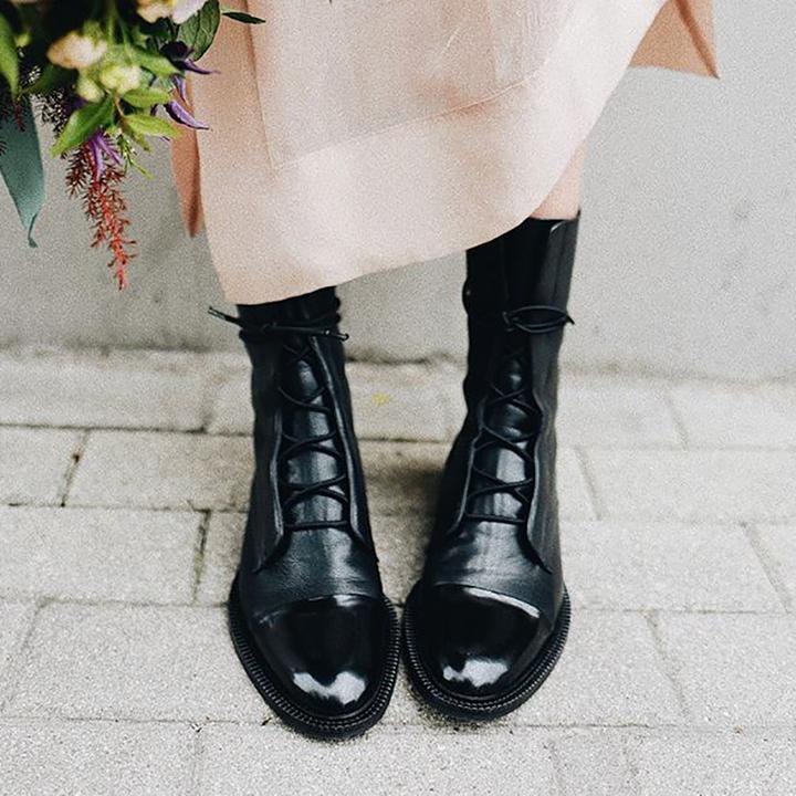 Zuriel Bottes Femme Bottes Hautes Élégantes à Talon & Lacets en Cuir, vue 6