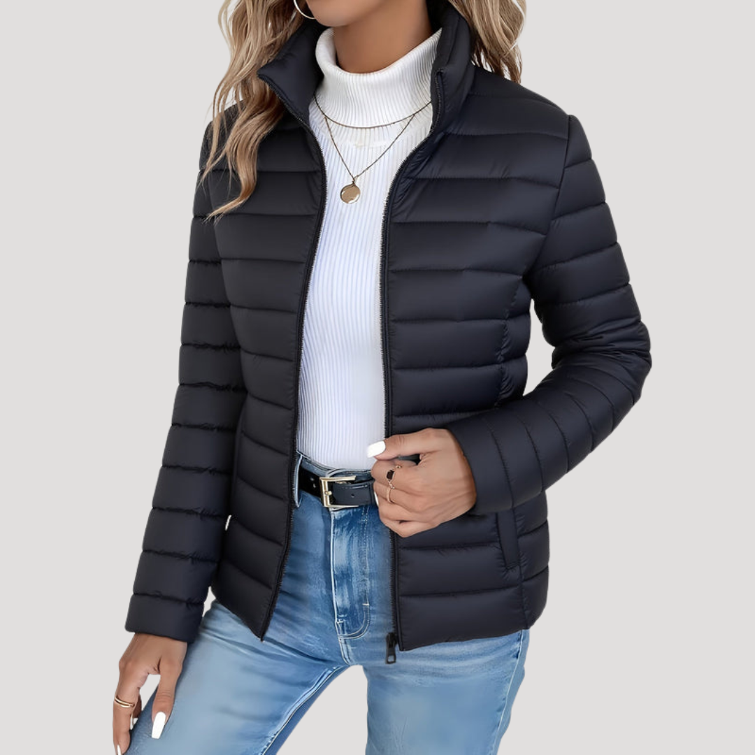 Agathe Veste Matelassée Femme Zippée avec Col Montant