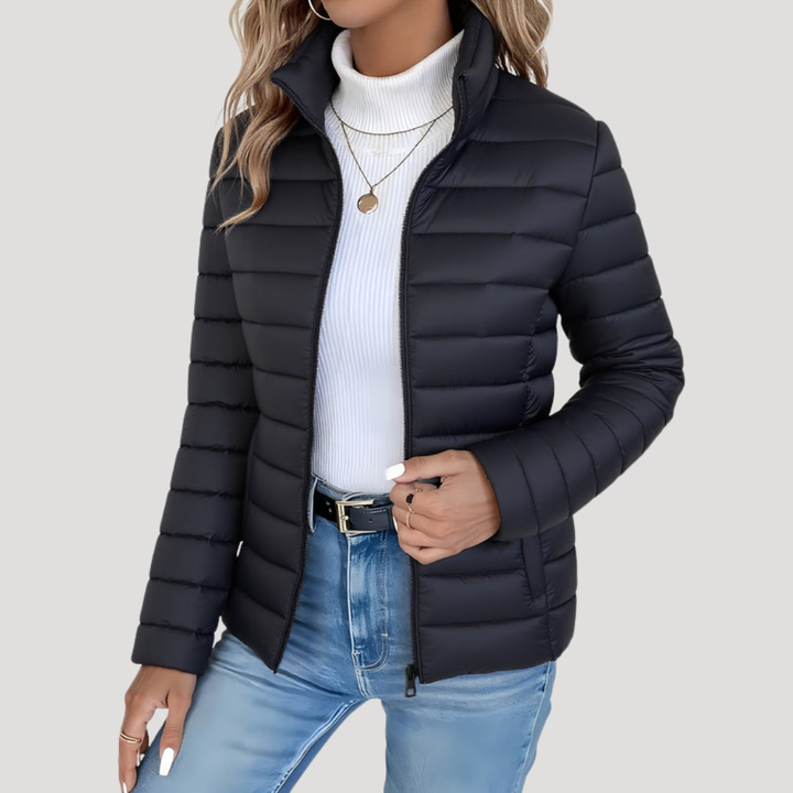 Agathe Veste Matelassée Femme Zippée avec Col Montant