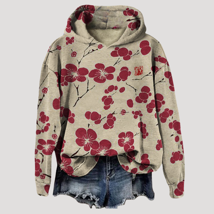 Sweat à Capuche Femme à Imprimé Floral
