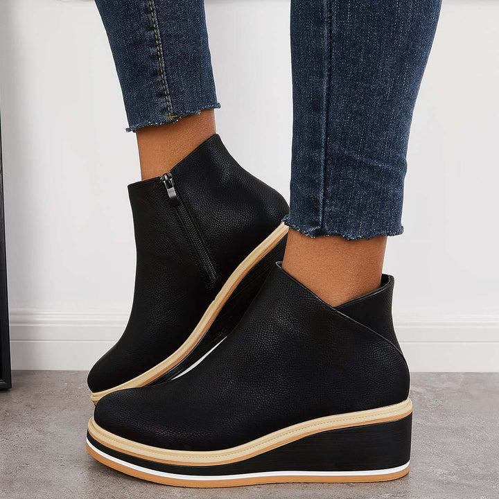 Felise Bottines Femme Bottes à Semelle Plateforme Élégantes avec Zip, Confortables et Durables, vue 26