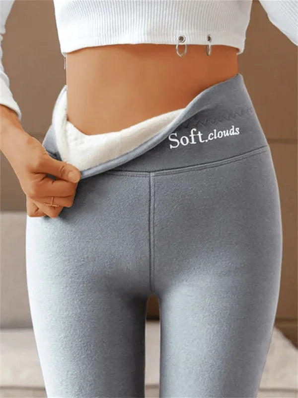 SoftCloud Leggings Doublés Polaire Femme Pantalon d’Hiver Ultra Chaud et Extensible à Coupe Ajustée, vue 5