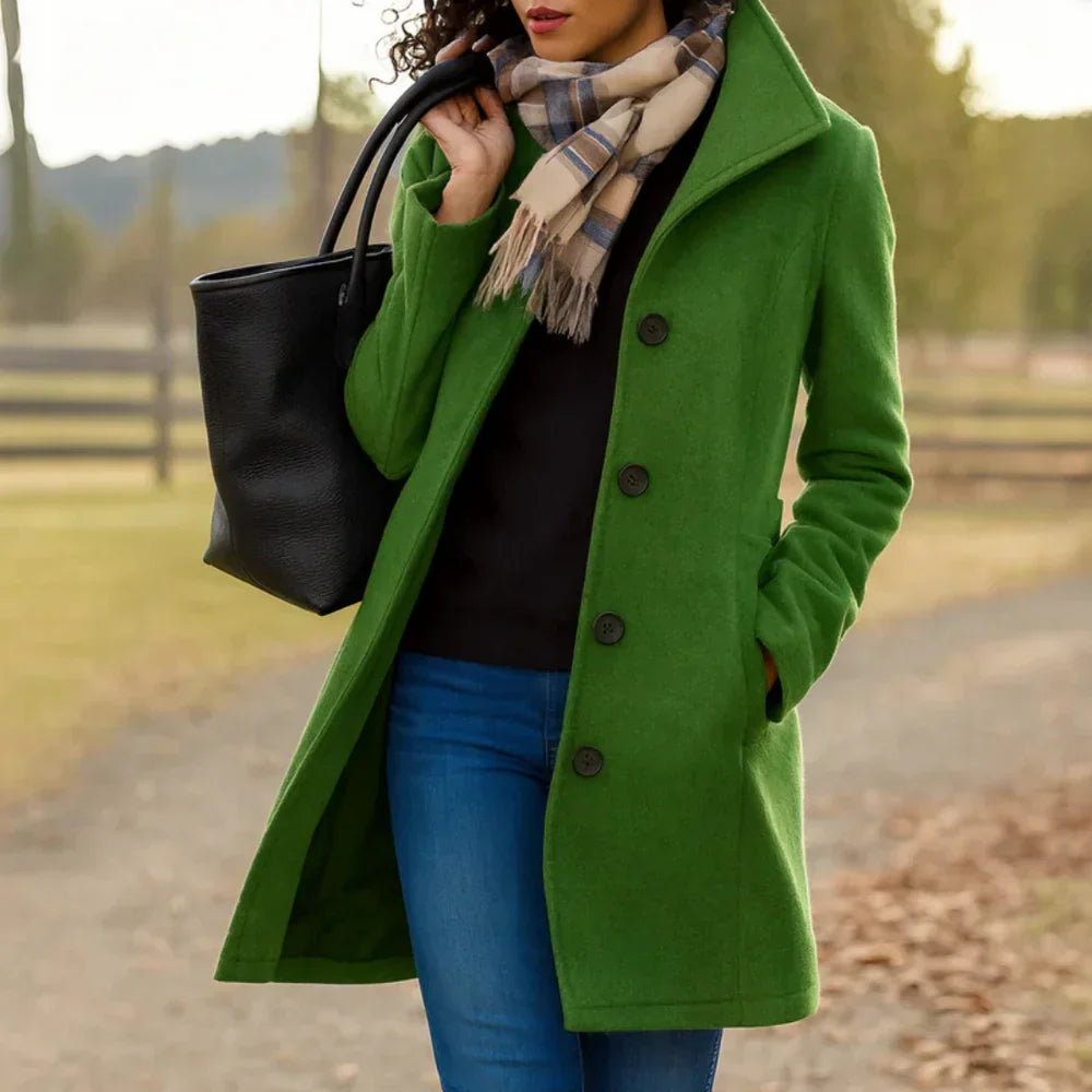 Prisha Manteau Long Femme Coupe Classique avec Boutons Avant & Style Élégant pour Saison Froide, vue 8