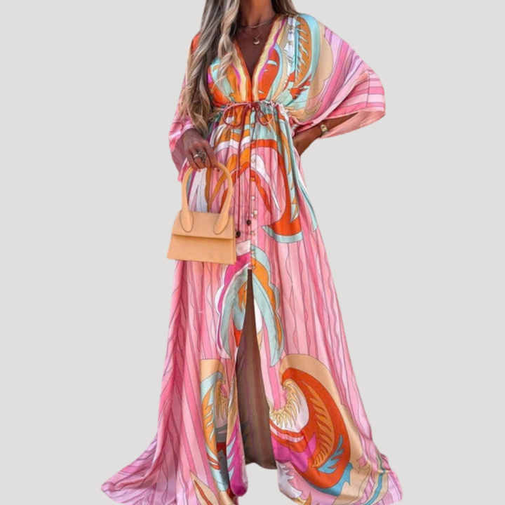 Robe longue fluide imprimée d’été