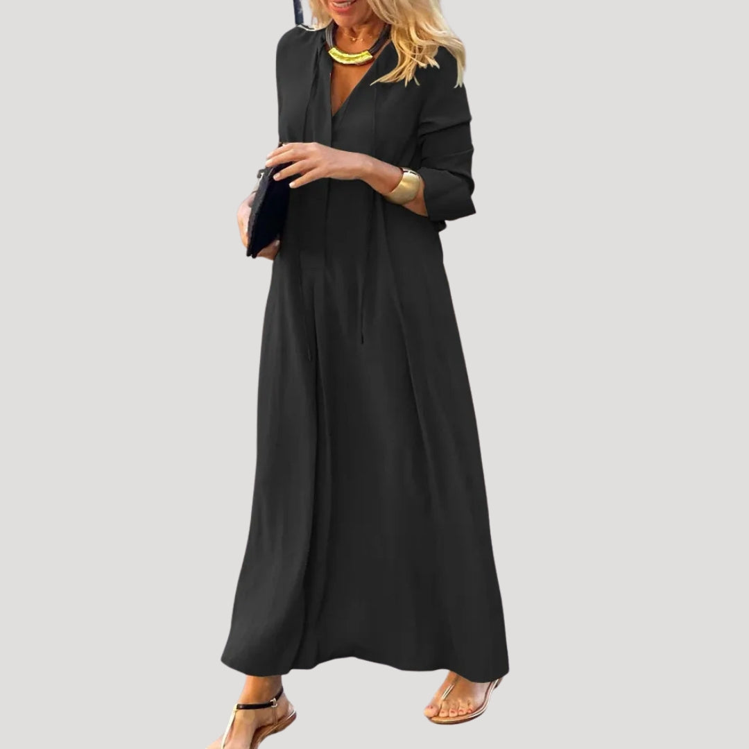 Chic long-sleeved fluid maxi dress