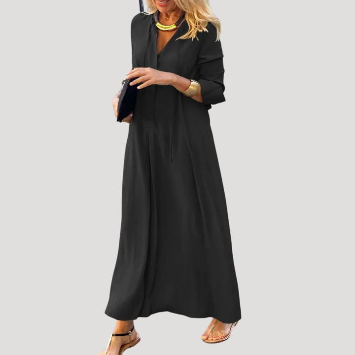 Chic long-sleeved fluid maxi dress