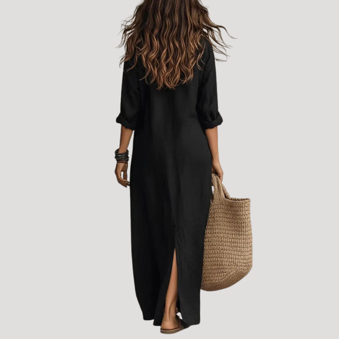 Women's Bohemian V-Neck Slit Maxi Dress