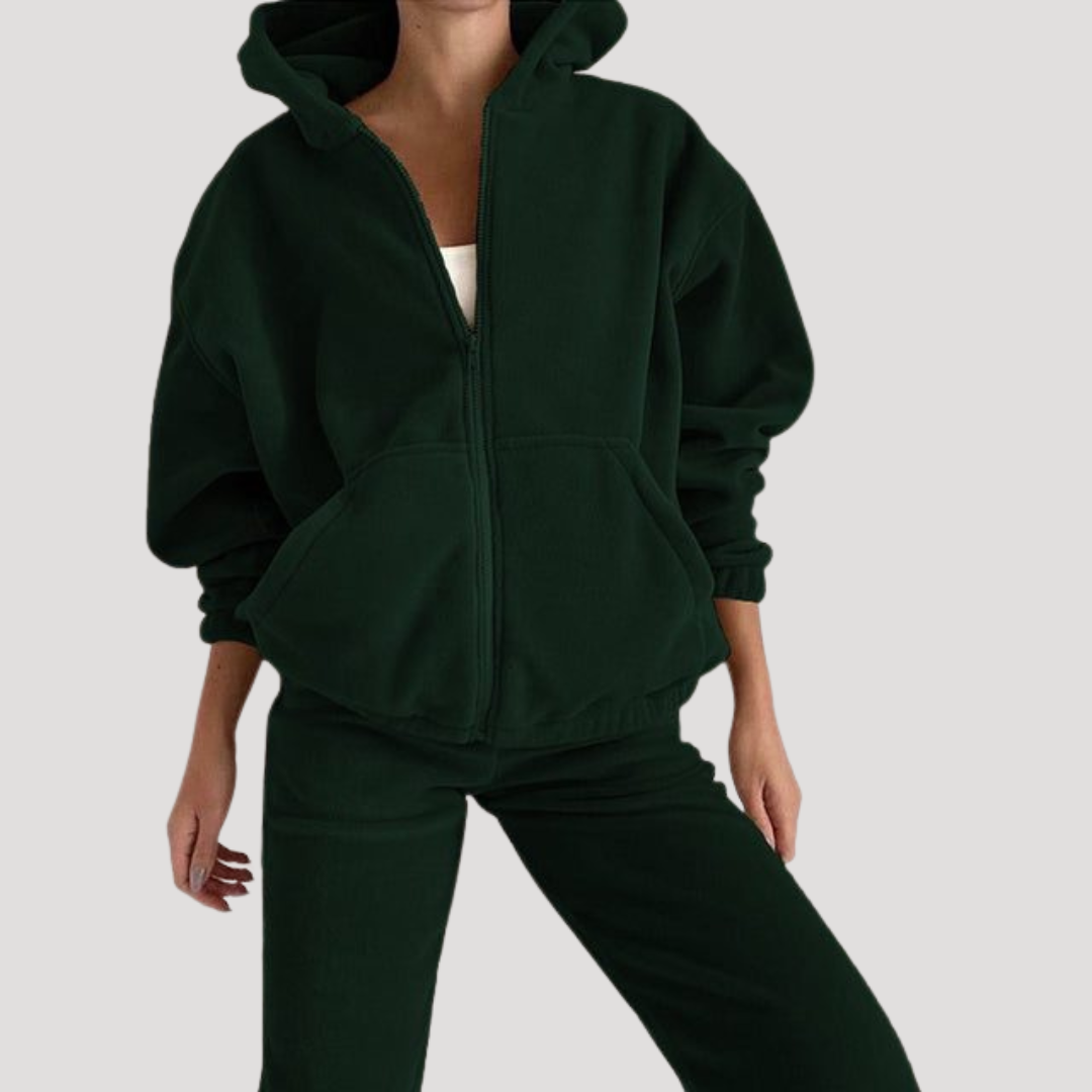 Ensemble Coordonné Femme Sweat à Capuche Zippé et Jogging