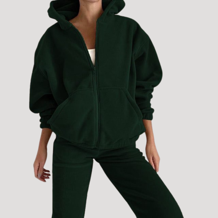Ensemble Coordonné Femme Sweat à Capuche Zippé et Jogging