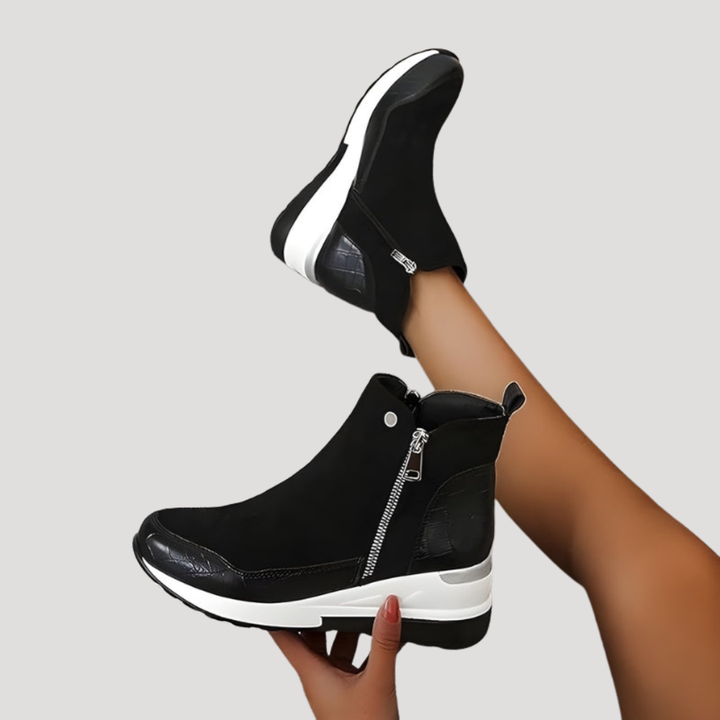 Lison Bottines Femme Zippées à Semelle Compensée