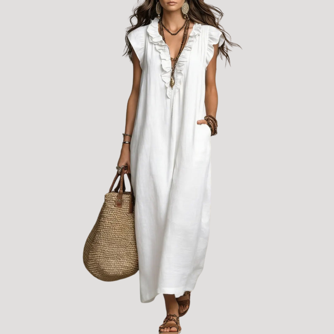 Sleeveless Ruffled Bohemian Maxi Dress