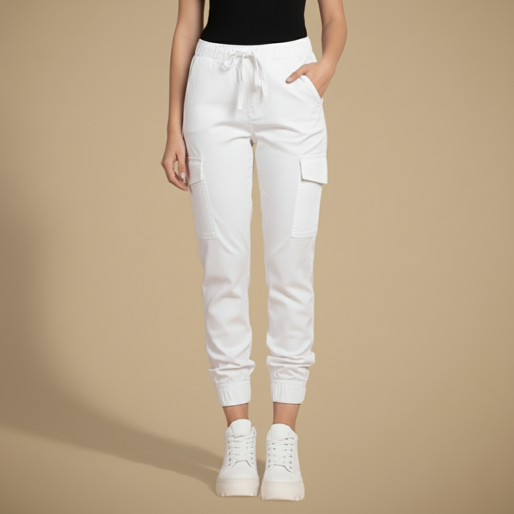 Kate Pantalon Cargo Jogging Femme Jogger Streetwear à Taille Élastique et Poches, vue 3