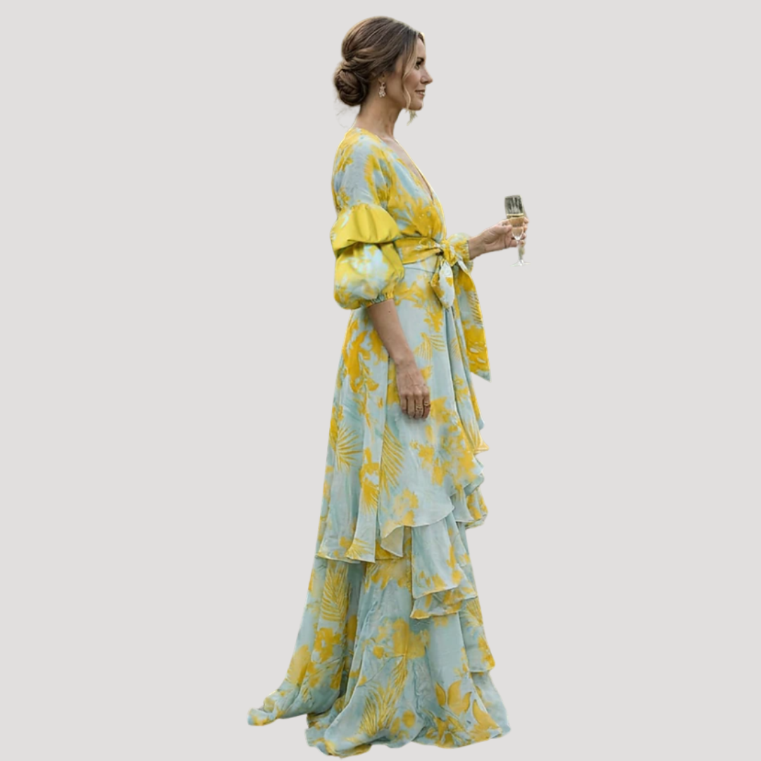 Robe Longue Fleurie Élégante Femme Pour Mariage