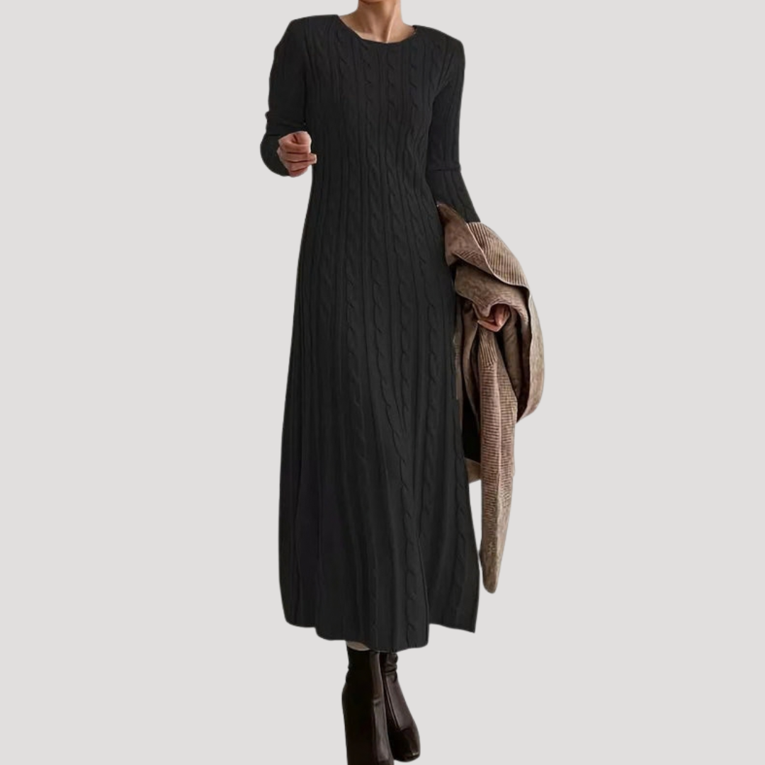 Aurore Robe Pull Longue Femme Torsadée à Manches Longues