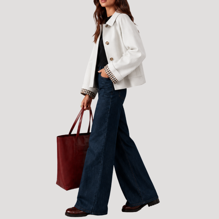 Garance Trench Court Femme à Carreaux Doublé