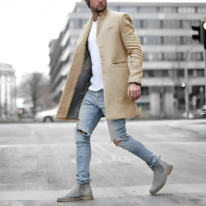 James Manteau Long Homme Duster Élégant en Laine Chaude au Style Intemporel, vue 3