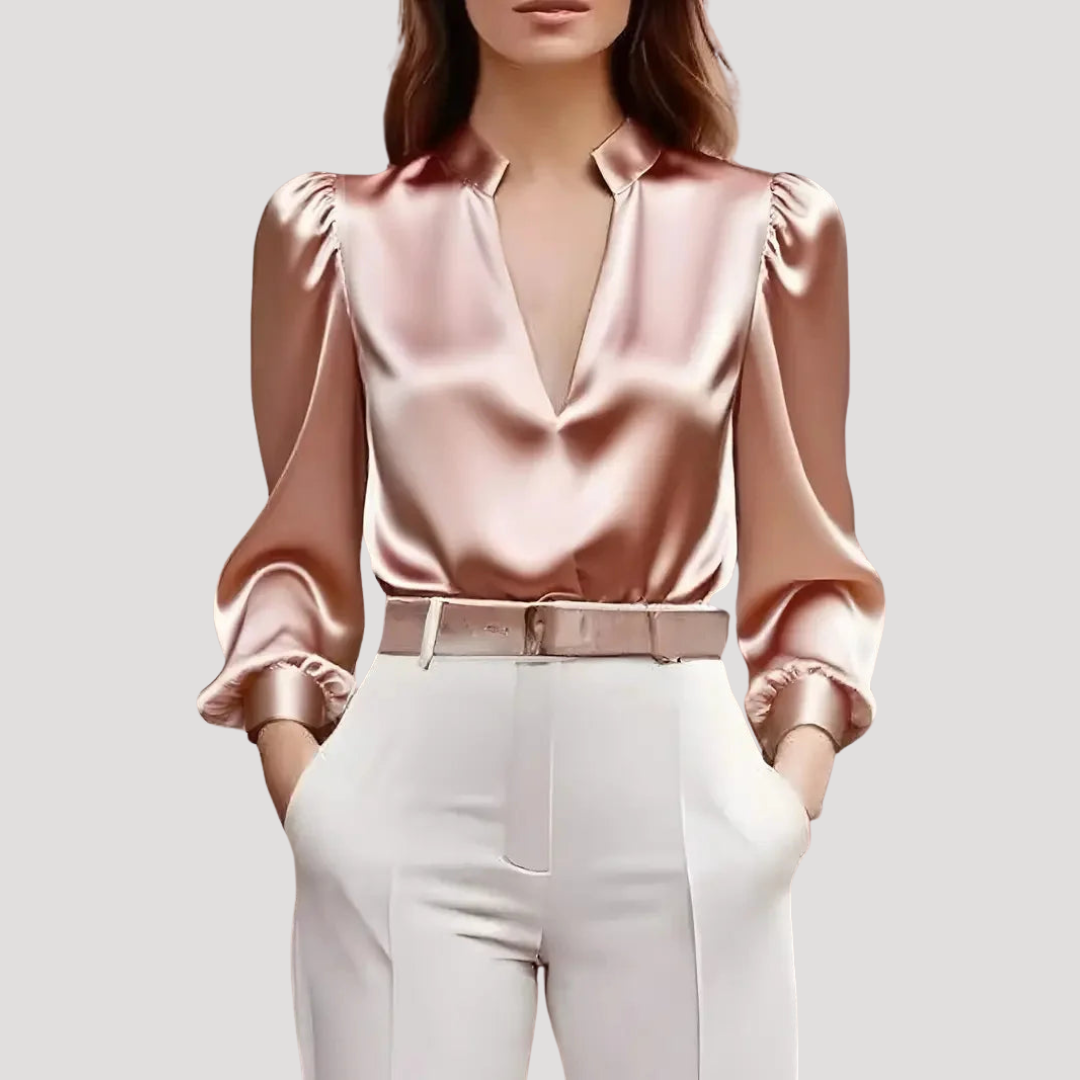 Women's Elegant V-Neck Long Sleeve Blouse