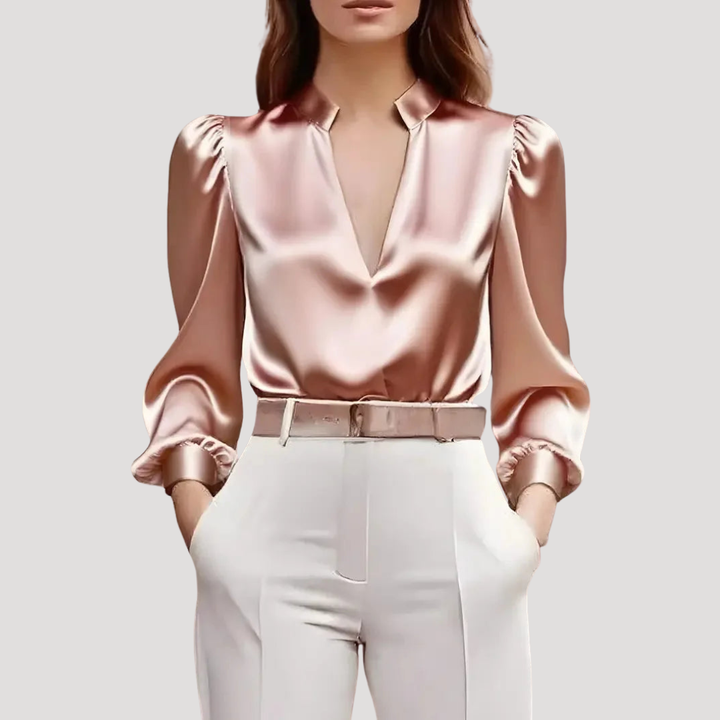 Women's Elegant V-Neck Long Sleeve Blouse