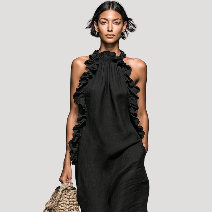 Women's Sleeveless High Neck Summer Maxi Dress