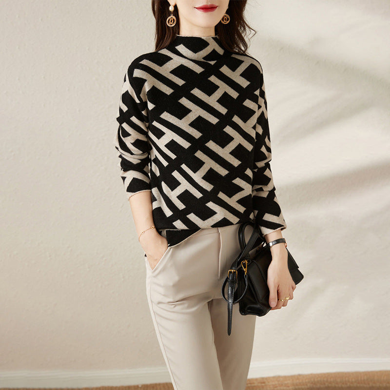 Maeve Pull Tricoté Noir et Blanc pour Femme Pull Doux et Élégant avec Coupe Moderne et Féminine, vue 4