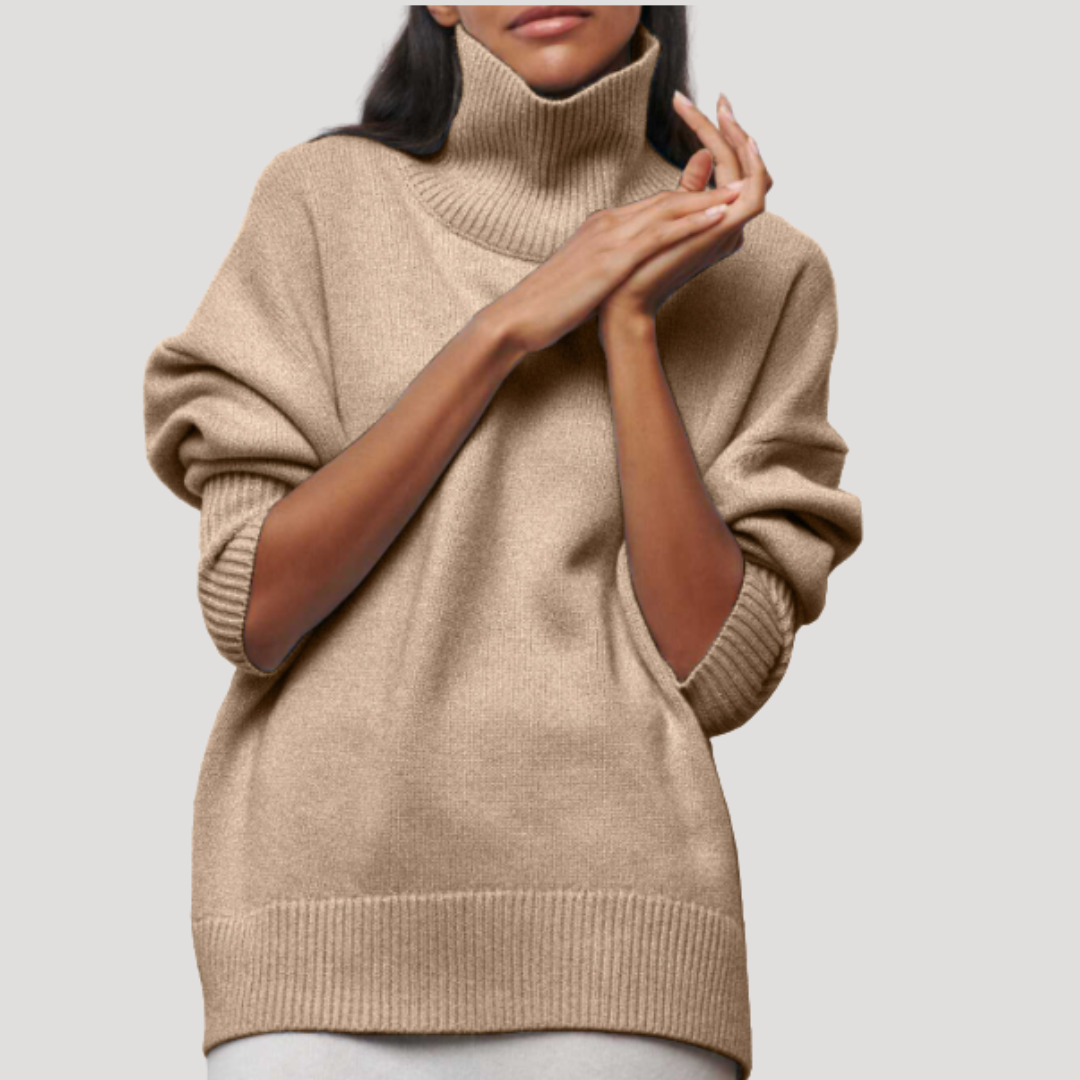 Maëlle Pull Oversize Femme Col Montant