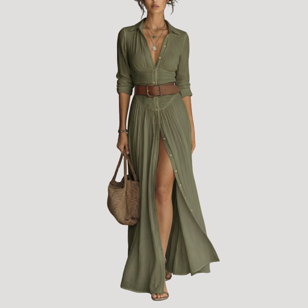 Women's Long Button-Down Shirt Dress