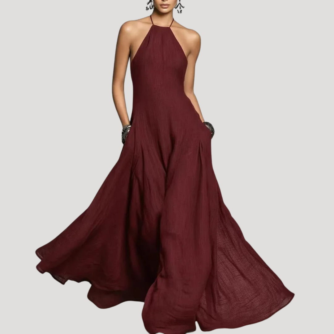 Women's Flowy Backless Maxi Dress