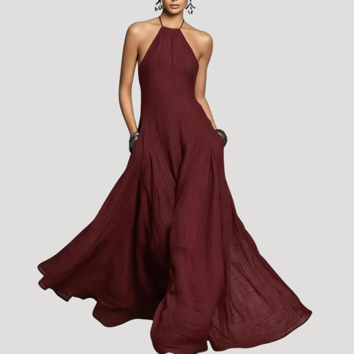 Women's Flowy Backless Maxi Dress