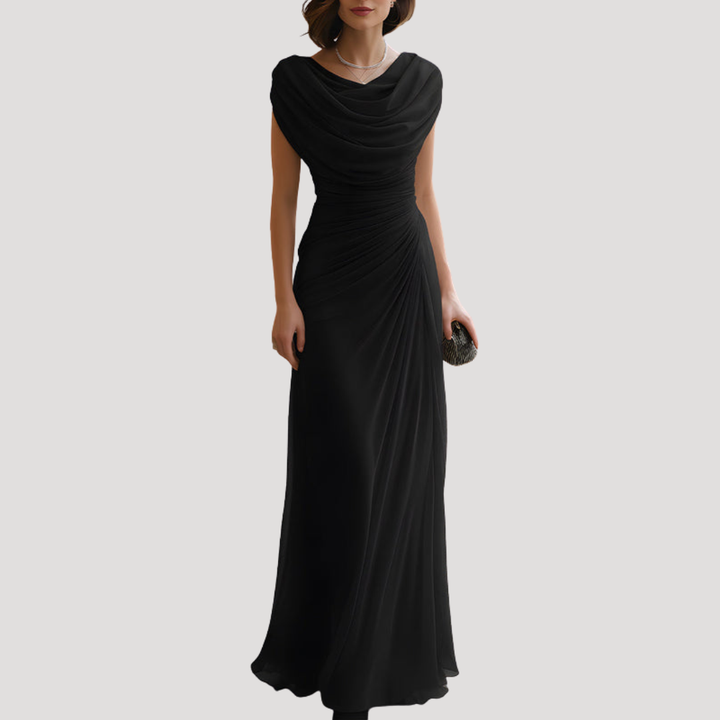 Elegant Cowl Neck Draped Maxi Dress