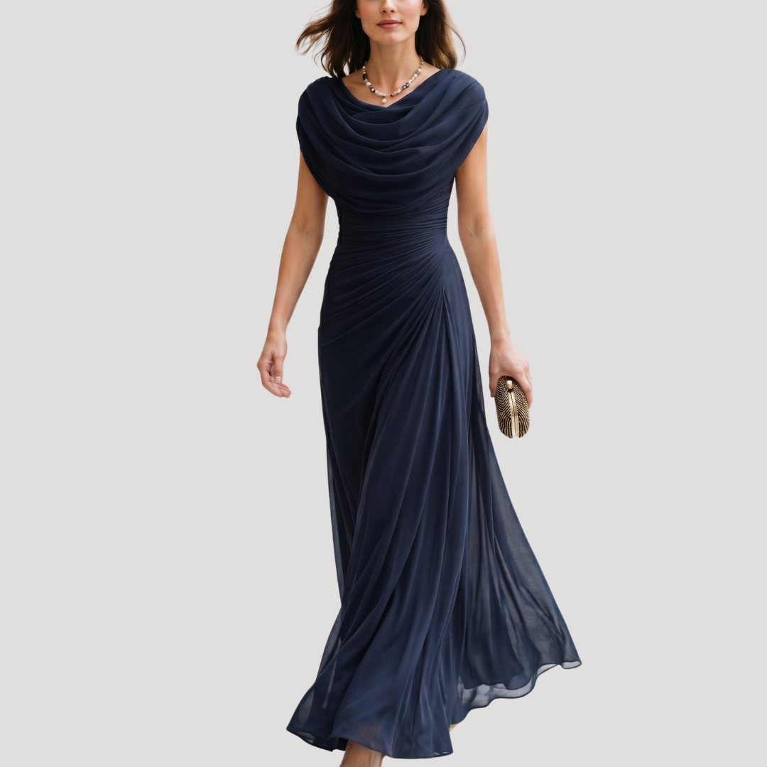 Elegant Flowy Draped Women's Maxi Dress