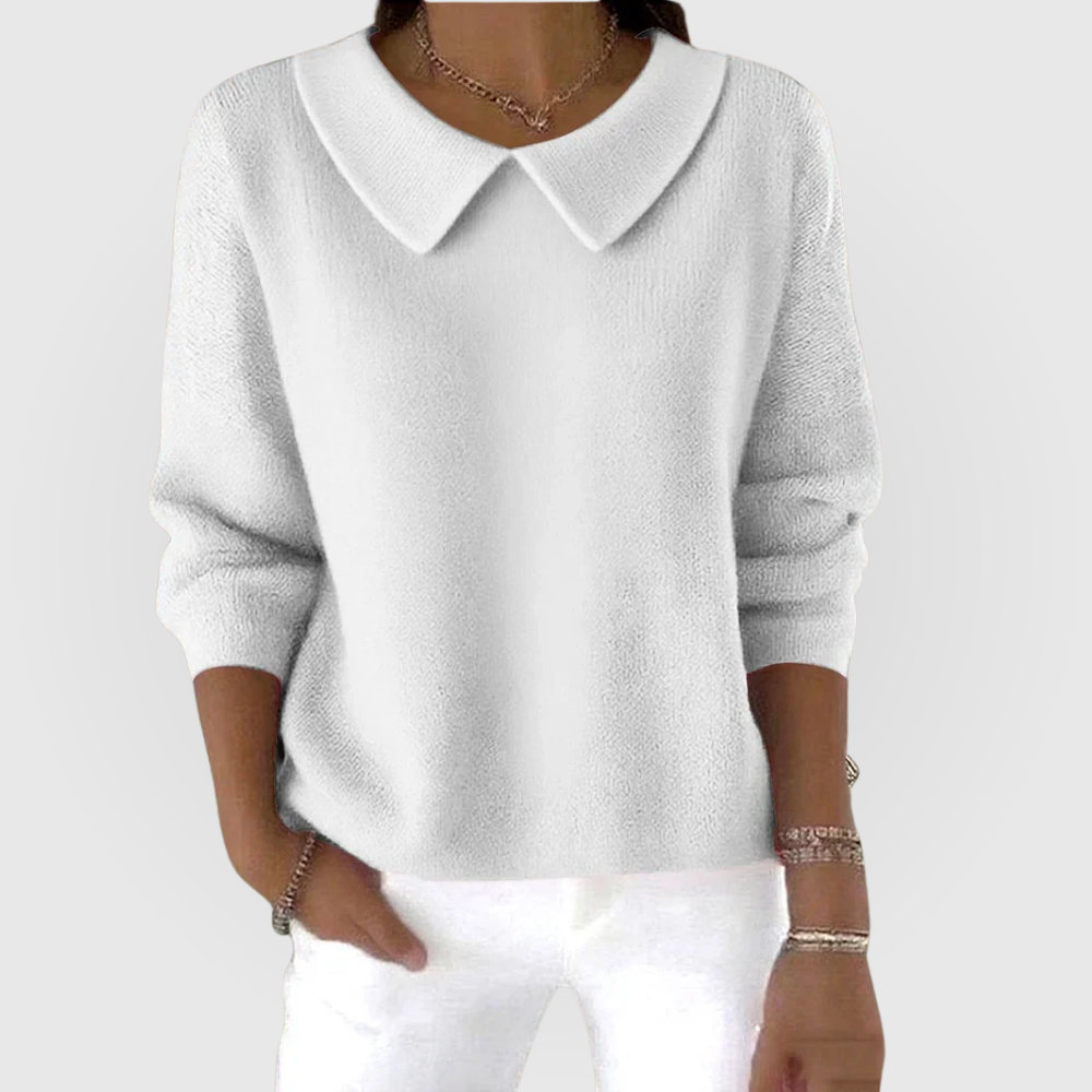 Women's Long-Sleeve Peter Pan Collar Solid Sweater