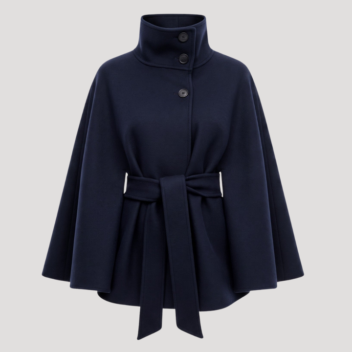 Albane Manteau cape femme ceinturé à col montant