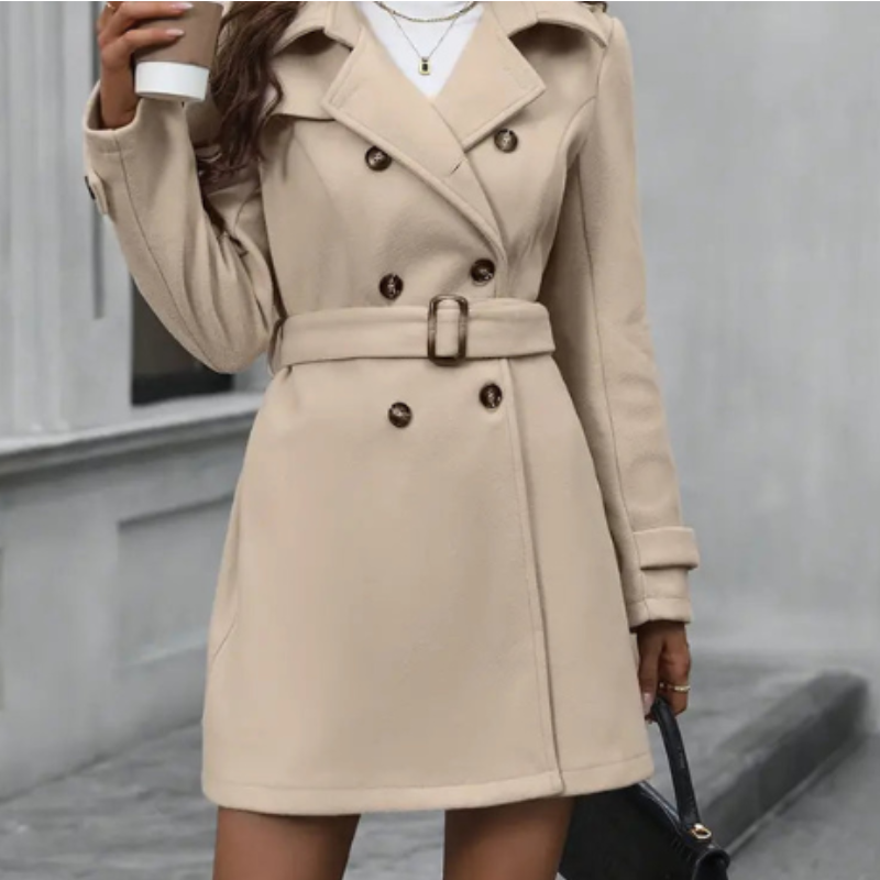 Rosemary Trench Femme Manteau Mi-Long Élégant avec Taille Ceinturée & Coupe Croisée Classique, vue 3