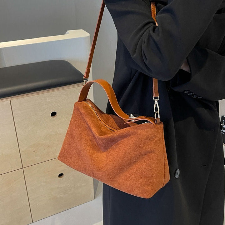 Maëlle Sac à Épaule Femme Sac Suède Élégant avec Anse Similicuir & Grand Compartiment, vue 3