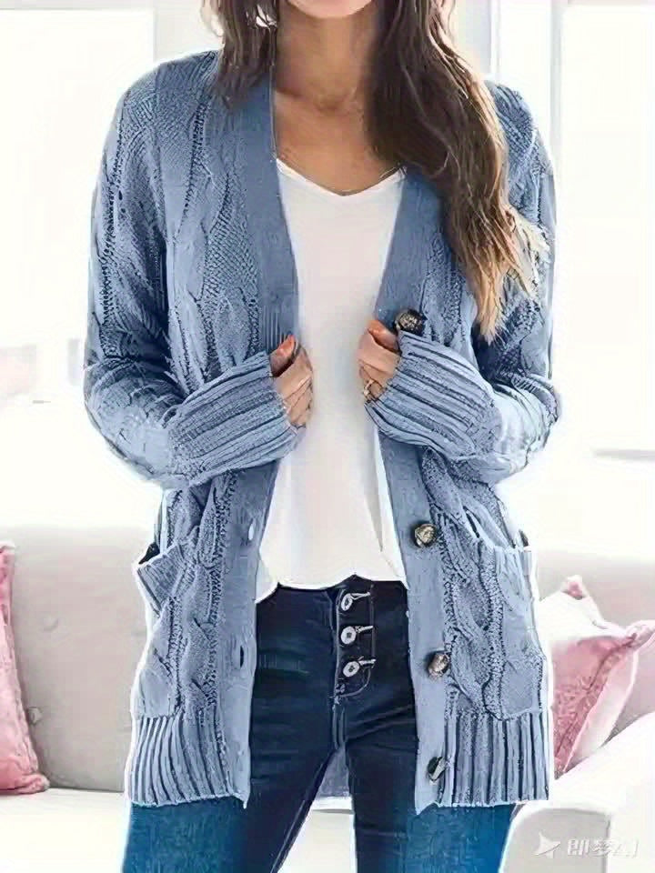 Lissy Gilet Femme Cardigan Chaud à Maille Câble avec Boutons & Coupe Moderne Confort, vue 8