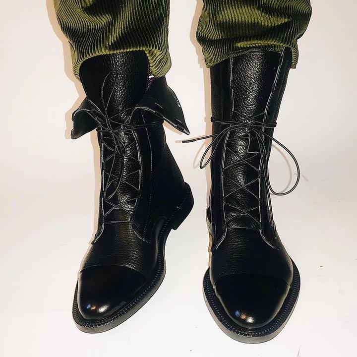 Zuriel Bottes Femme Bottes Hautes Élégantes à Talon & Lacets en Cuir, vue 4