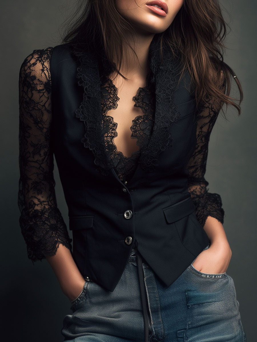 Haut blazer femme à manches longues