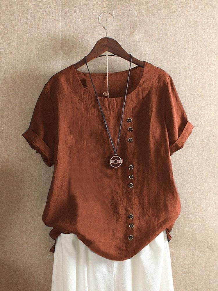 Blouse Aérée avec Patte de Boutonnage Bianca