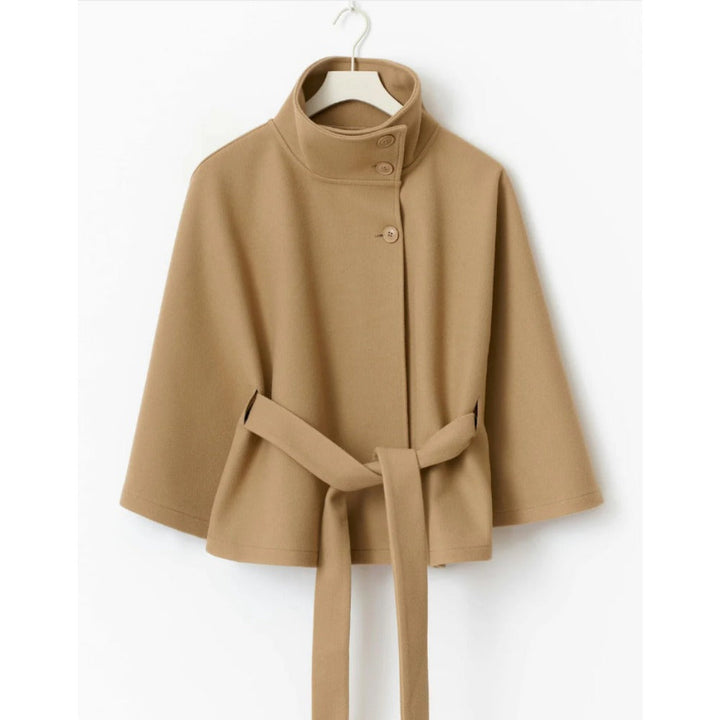 Charlotte Manteau Cape Femme Col Haut & Ceinture Ajustable pour Élégance et Chaleur Hivernale, vue 7