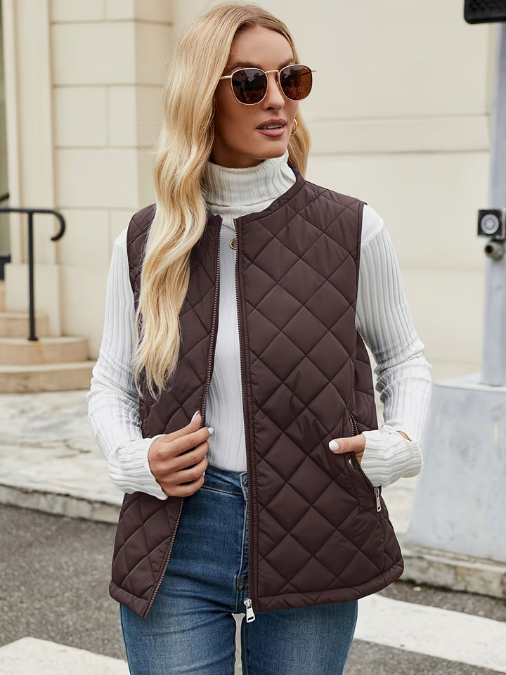 Gilet matelassé élégant sans manches pour femme Vêtement léger d’extérieur, vue 3